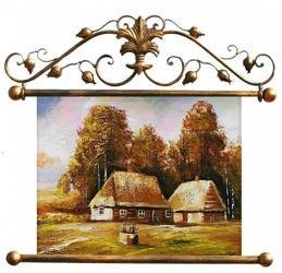 Obraz "Dworki, mlyny, chaty," ręcznie malowany 72x75cm