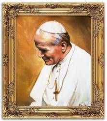 Obraz "Papież Jan Paweł II" ręcznie malowany 53x64cm