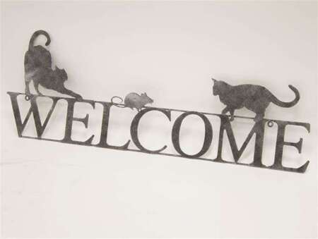 Dekoracja Ścienna Napis Welcome Czarna Koty