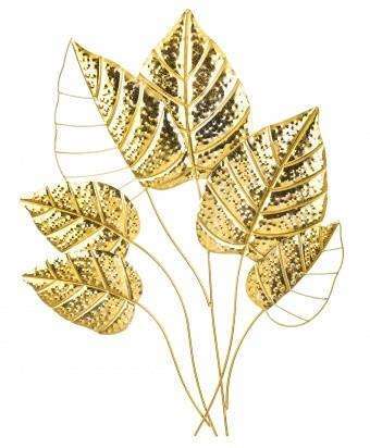 Dekoracja Ścienna bukiet złotych liści 76x57x3 cm