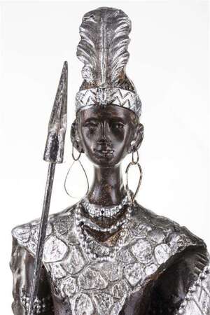 Figurka Afrykanki srebrne/czarne 46x19x11,5 cm