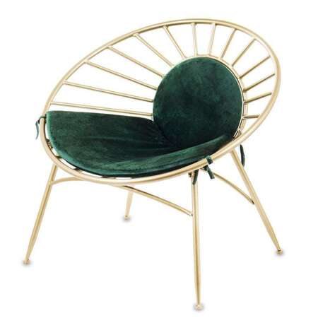 Krzesło złote metalowe zielone siedzisko 