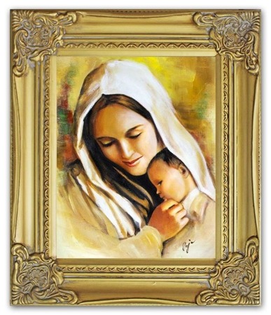 Obraz - Maryja - olejny, ręcznie malowany 27x32cm