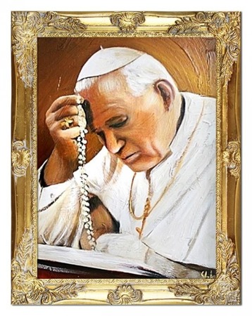 Obraz "Papież Jan Paweł II" ręcznie malowany 37x47cm