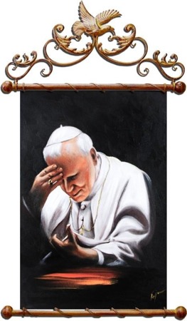 Obraz "Papież Jan Paweł II" ręcznie malowany 68x95cm