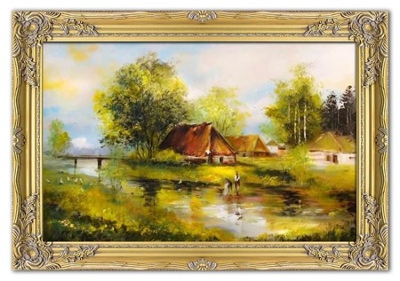 Obraz "Pejzaz tradycyjny" ręcznie malowany 75x105cm