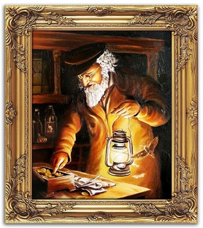 Obraz - Żyd na szczęście - olejny, ręcznie malowany 54x63cm