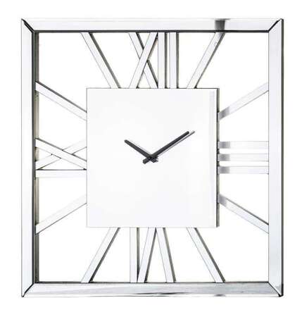 Zegar srebrny Kwadrat Rzymski 60x60x3 cm
