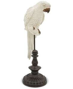 Figurka Papuga ozdoba biała brązowa
