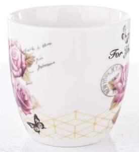 Kubek Z Łyżeczką ceramika kolor różowy wys.7,5cm